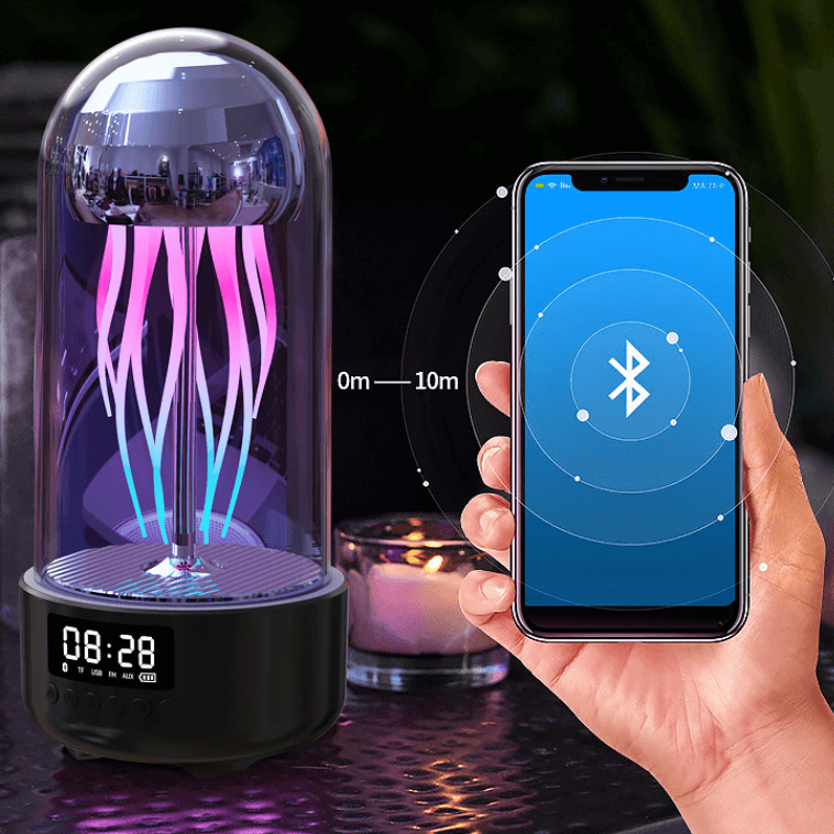 Luminous, portable, with clock and stereo breathing light for smart decoration