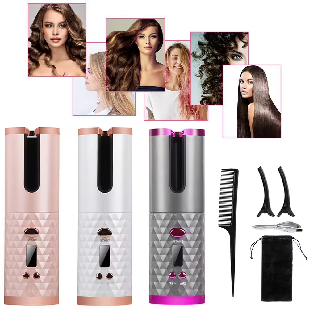 Rechargeable Automatic Hair Curler with LCD Display - Hair Curler