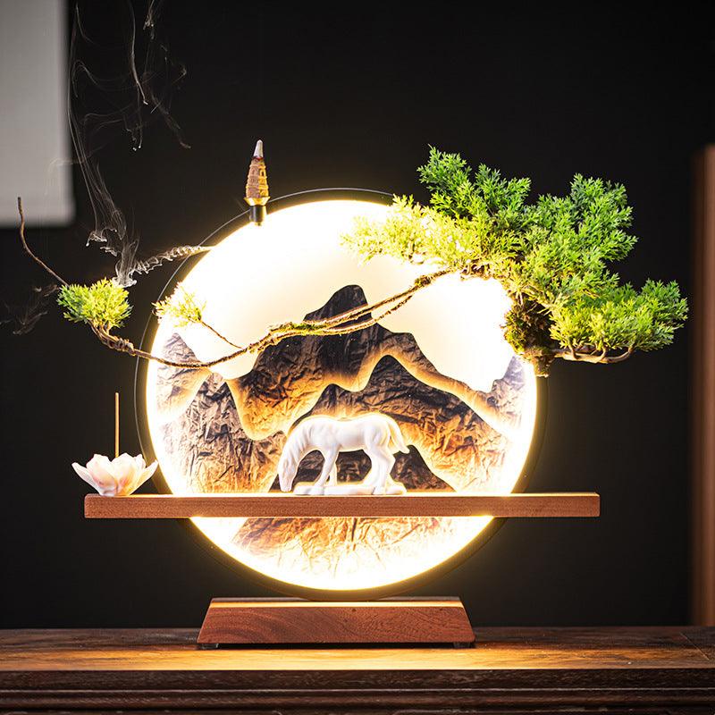 Lamp Circle Backflow Incense Ceramic Horse Ornament