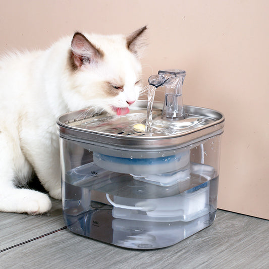 Pet Cat and Dog Stainless Steel Automatic Circulation Water Dispenser - Intelligent Fountain for Pets