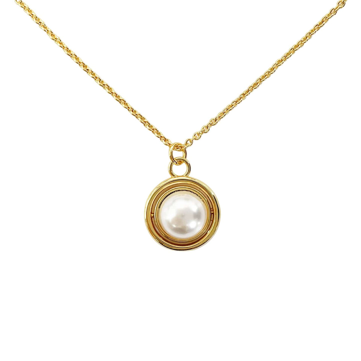 women's round pearl Gemotric necklace