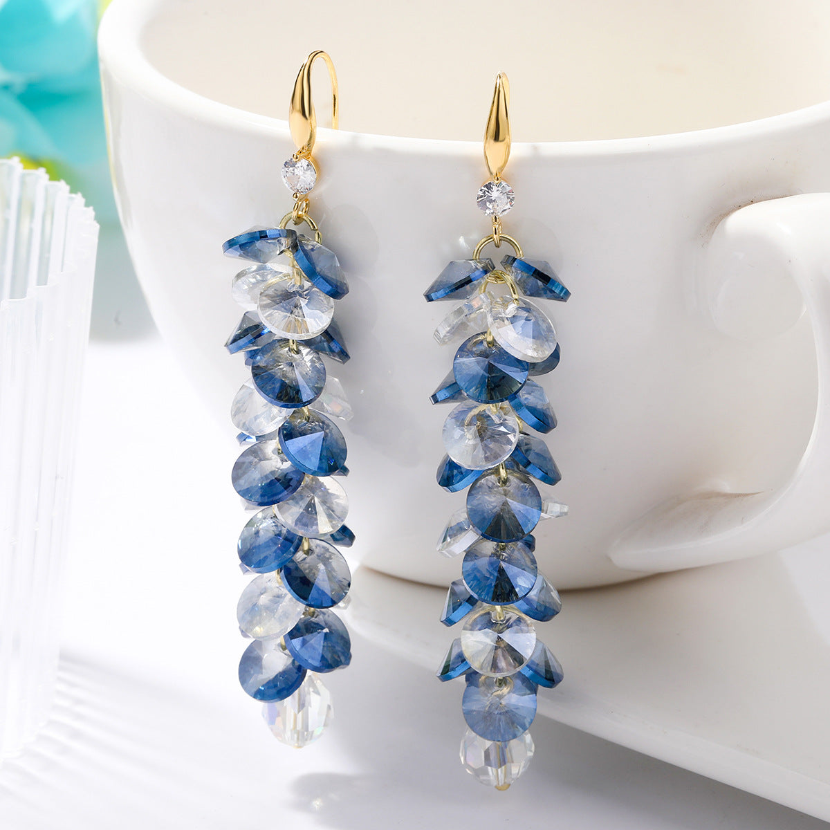 crystal dangle earrings & colorful drop crystal earrings