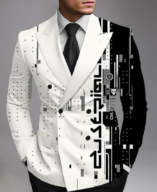 Men's Printed Suit Jacket Fashion Casual