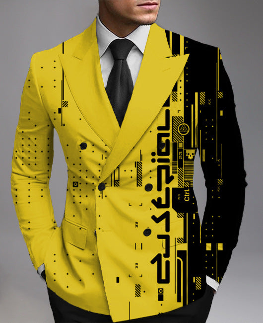 Men's Printed Suit Jacket Fashion Casual