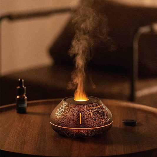 Colorful Simulation Flame Aroma Diffuser Desktop Humidifier