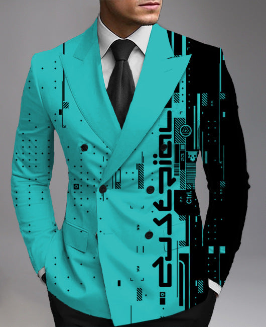 Men's Printed Suit Jacket Fashion Casual