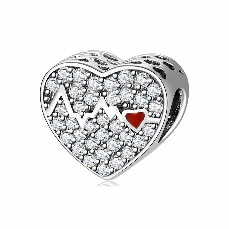 S925 Sterling Silver Heart Beaded Bracelet - DIY Valentine's Accessory