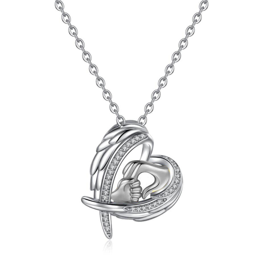 Mother's Day Jewelry Gift & Big Hands Holding Little Hands Heart Necklace