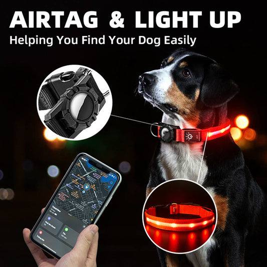 Waterproof Pet Collar with LED Light - Suitable for GPS Locators