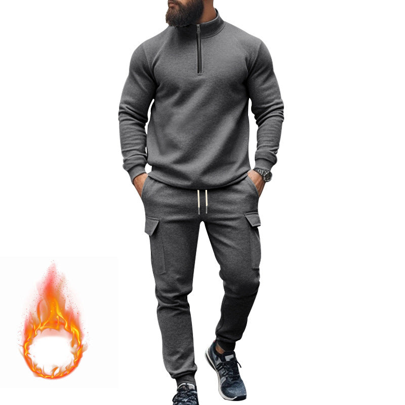 American Men's Casual Fleece-lined Thermal Zipper