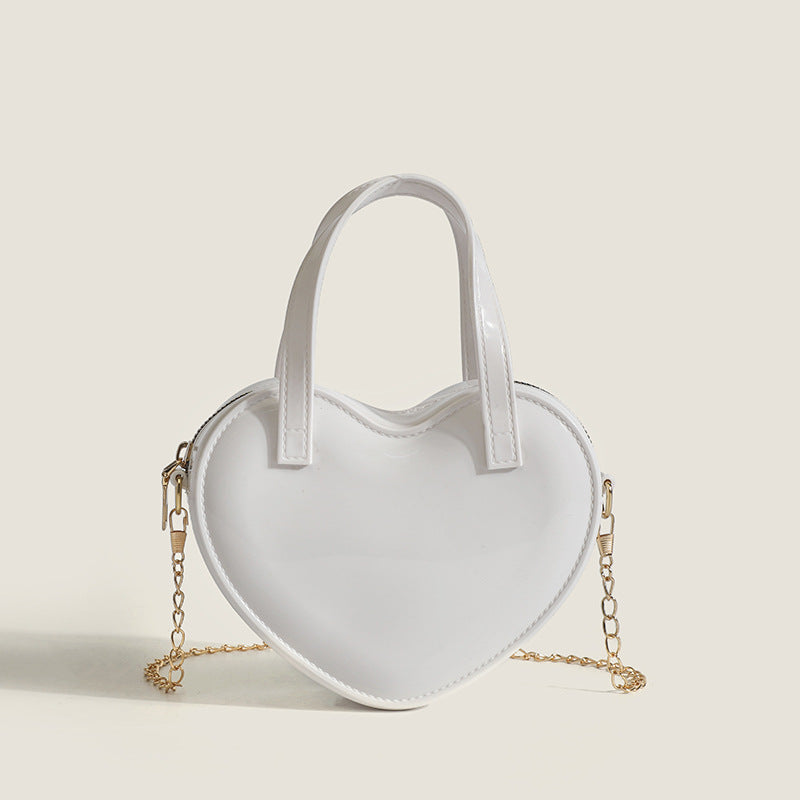 Women's Heart-Shaped Handbag - Hanging Chain Heart Shoulder Bag