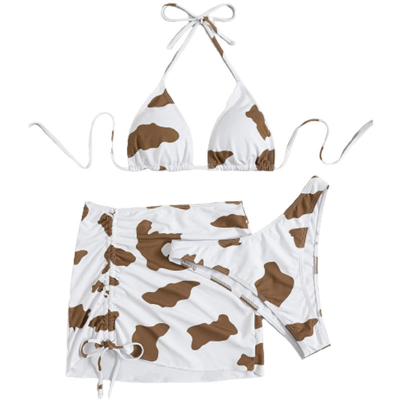 Women's Three-piece Cow Print Swimsuit