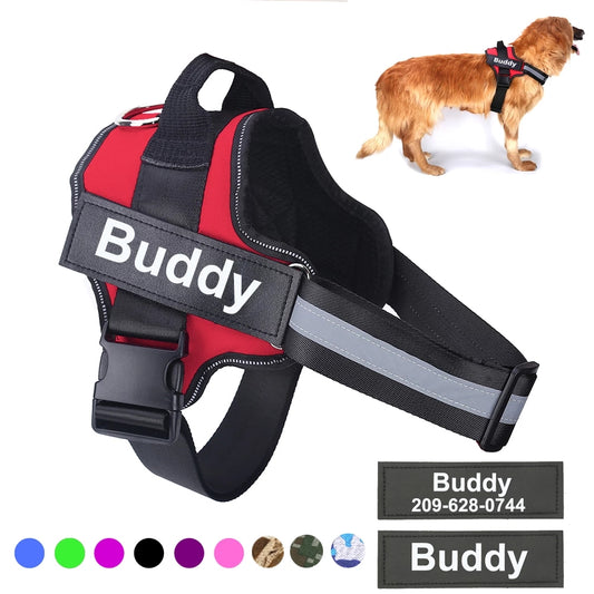 Personalized No Pull Dog Harness - Reflective, Breathable, and Adjustable Vest for Small and Large Dogs with Custom Patch