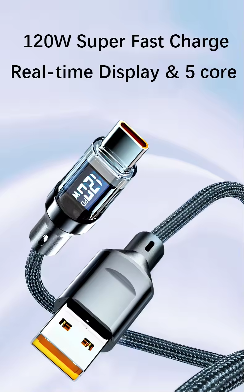 Super Fast Charging Data Cable Fully Compatible with Digital Display