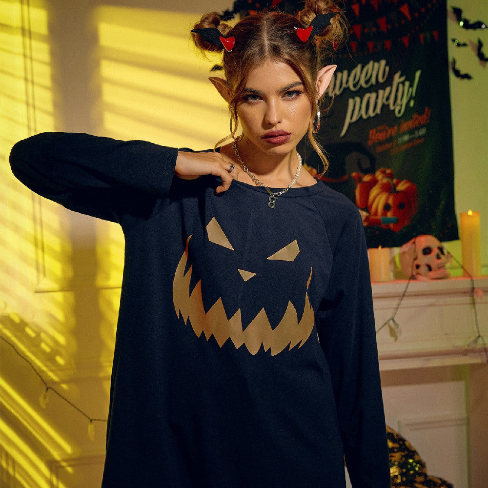 Women's Halloween Printed Top, Women Halloween Pumpkin Printed Top