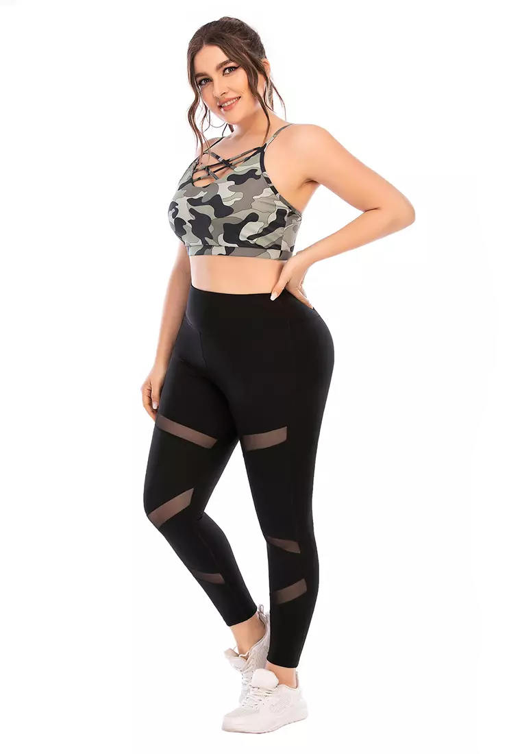 Plus Size Women Sportswear Set - Plus Size Leggings with Pockets