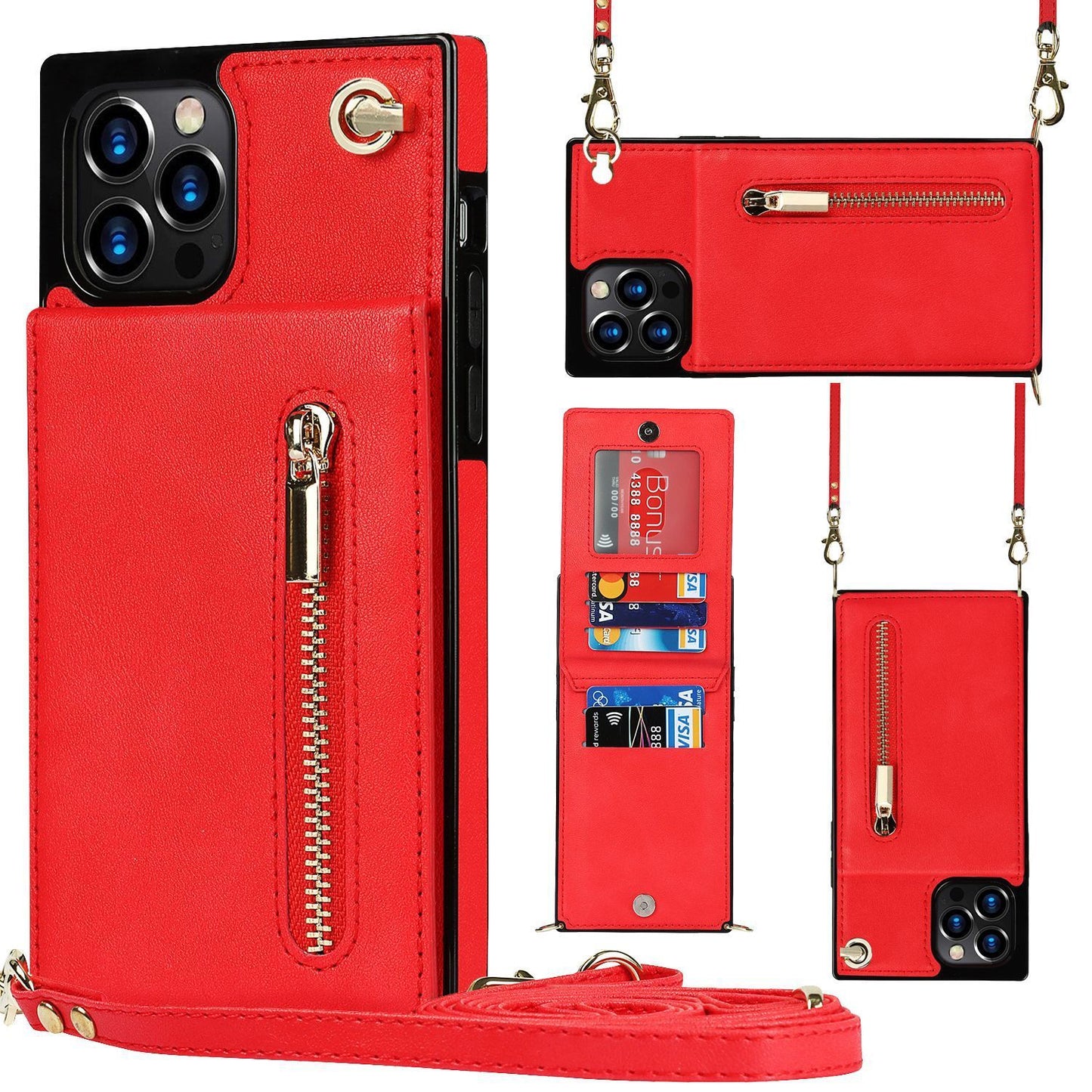 Wallet Case - Zipper Phone Case - Crossbody Phone Holder