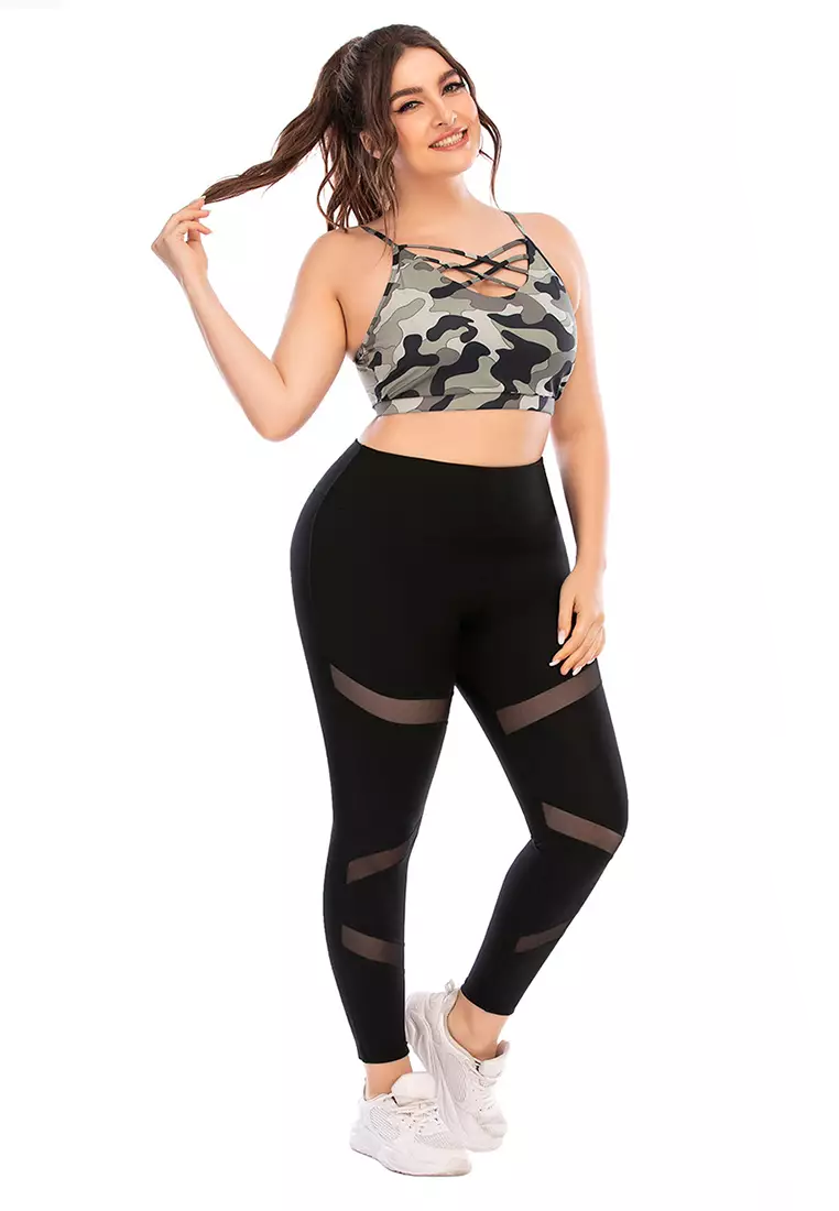 Plus Size Women Sportswear Set - Plus Size Leggings with Pockets