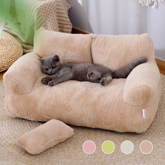 Luxury Cat Bed Sofa - Winter Warm Nest for Small to Medium Dogs and Cats, Comfortable Plush Puppy Bed