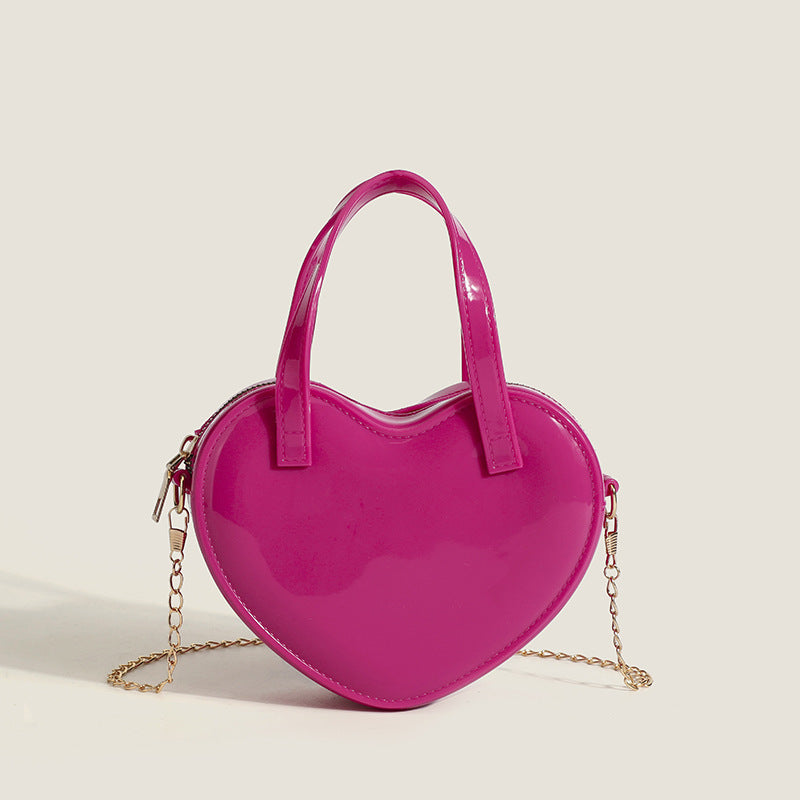 Women's Heart-Shaped Handbag - Hanging Chain Heart Shoulder Bag