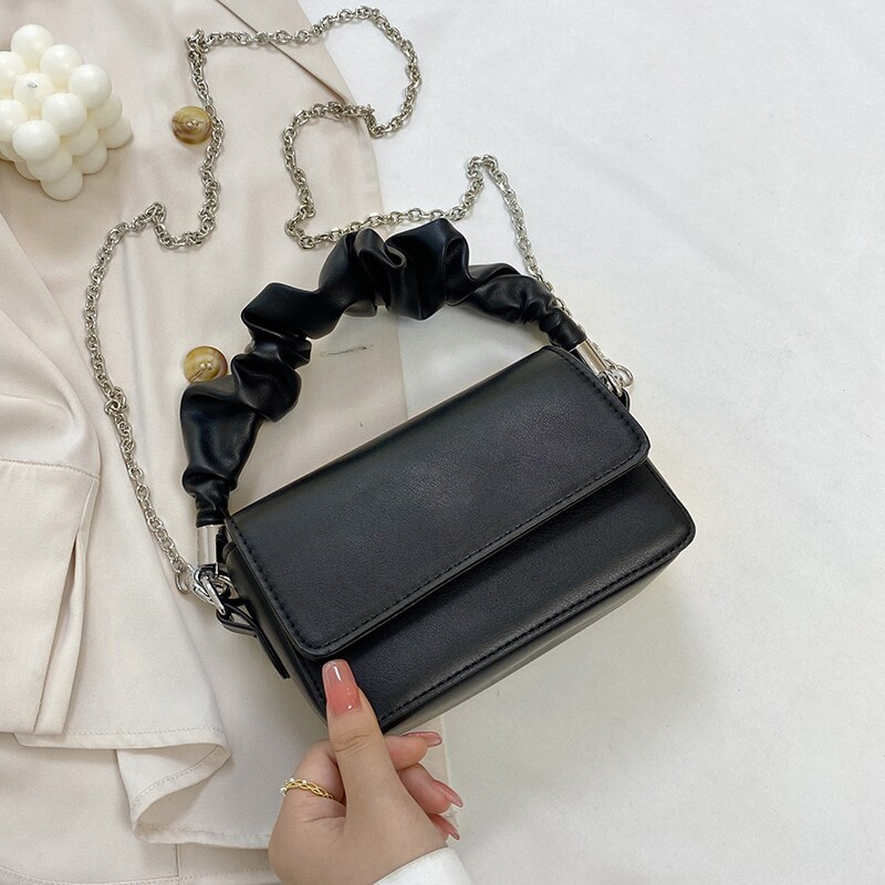 Women's Mini Bag with Chain - Small Square One-Shoulder Handbag