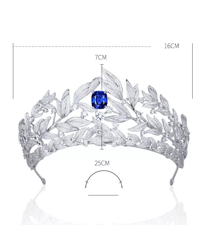 Sapphire Crown & Petals Large Women Prom Hair Jewelry