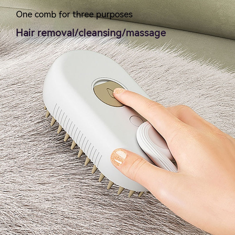 3-in-1 Cat Steam Brush and Dog Grooming Brush - Electric Spray for Massage and Hair Removal