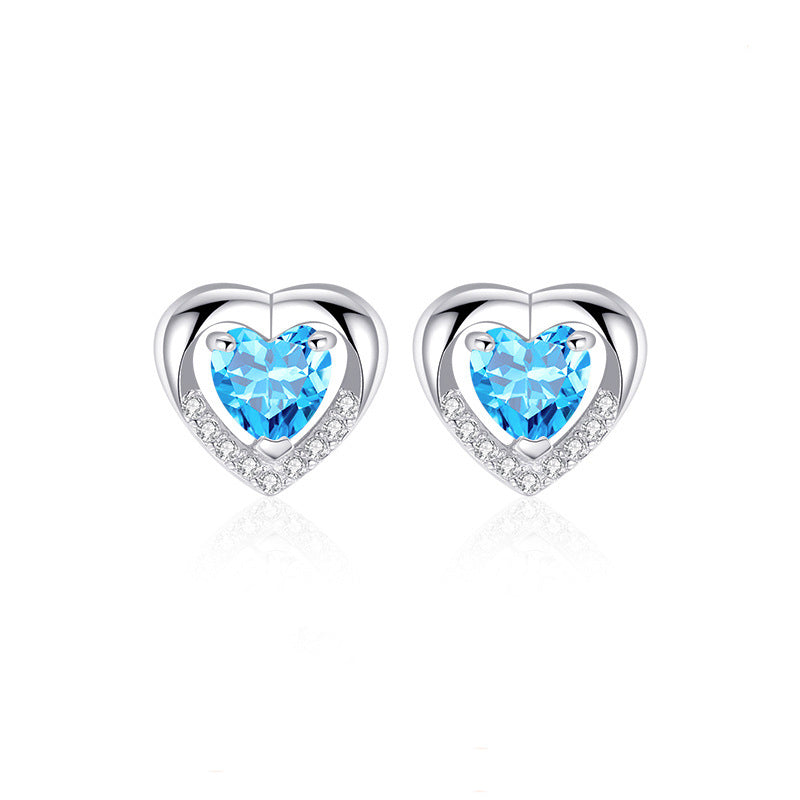 Women's Silver Heart Shaped Earrings