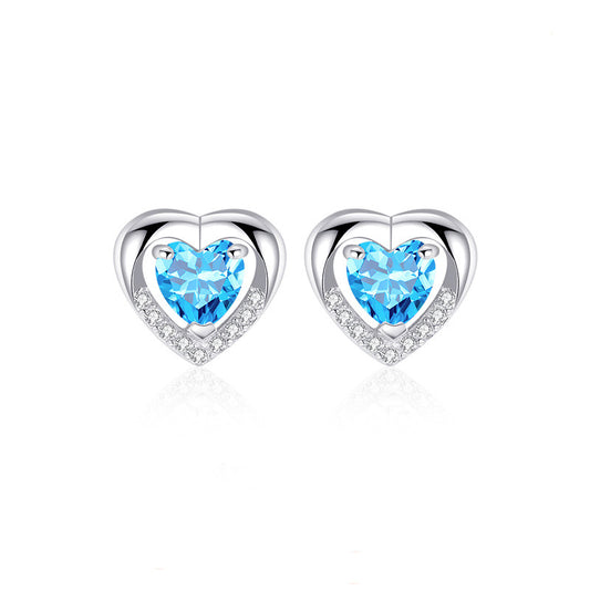 Women's Silver Heart Shaped Earrings