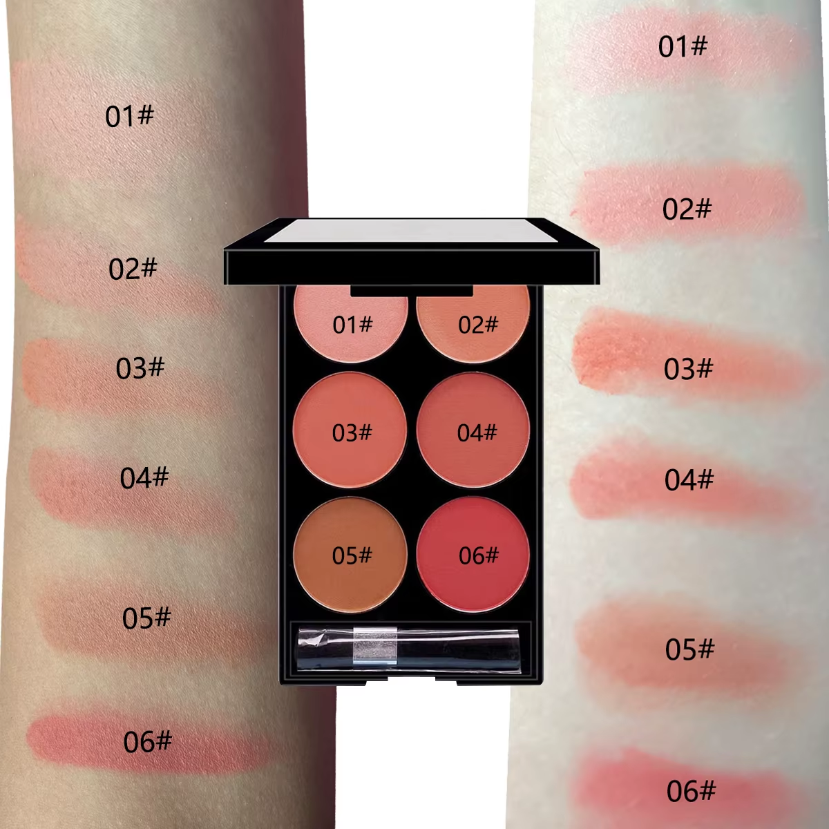 Six Color Blush Palette - All in One Blush and Contour Palette