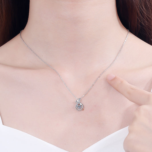 Elegant Diamond-Shaped Necklace & 925 Sterling Silver Moissanite Pendant