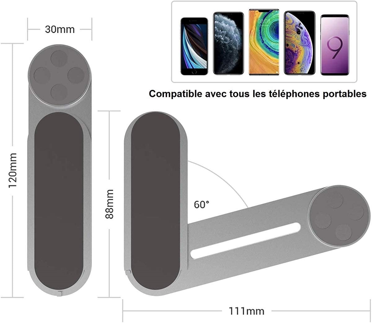 Adjustable side mount to connect tablet or phone, multifunctional bracket