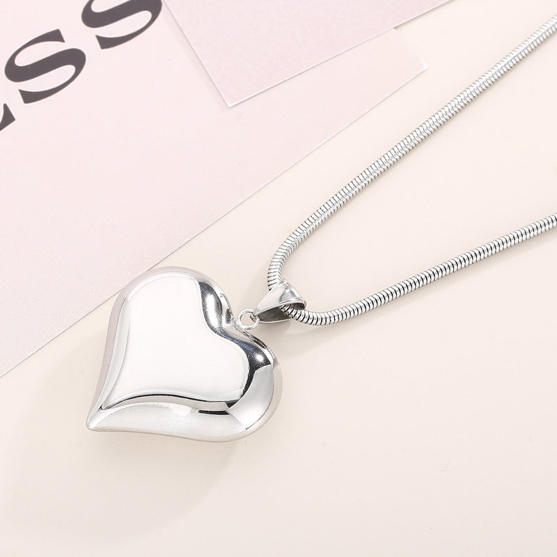 Stainless Steel Large Heart Pendant & Stainless steel puffy heart necklace