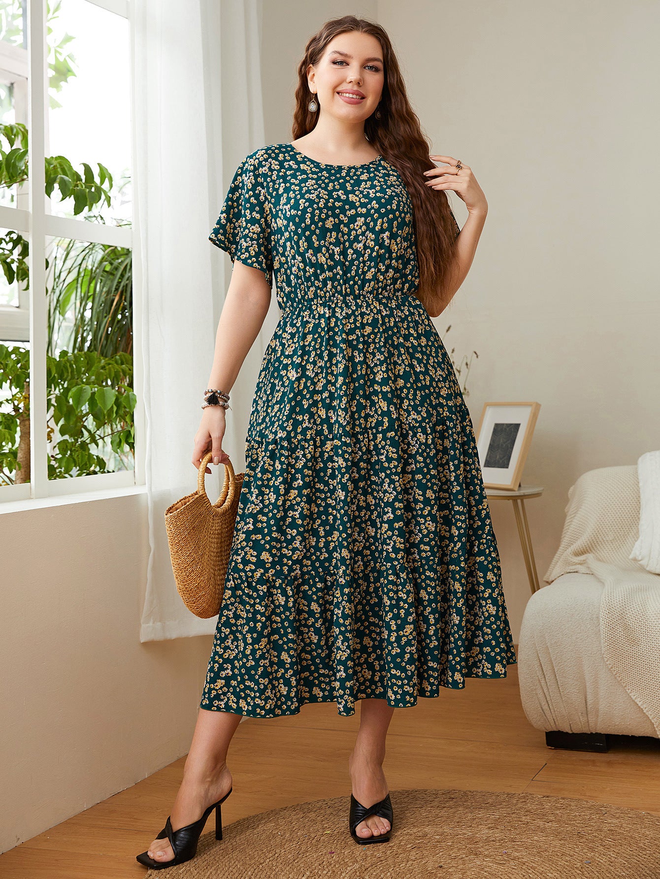 Women Plus Size Summer Dress & Women Plus Size Floral Print Long Dress