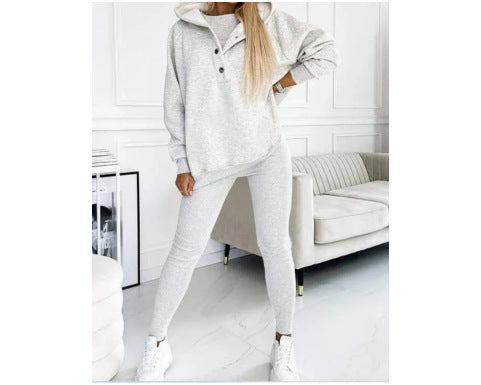 Women's Solid Color Vest Hoodie And Pants Set