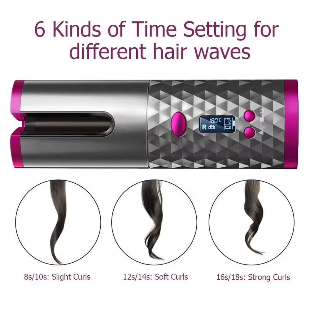 Rechargeable Automatic Hair Curler with LCD Display - Hair Curler