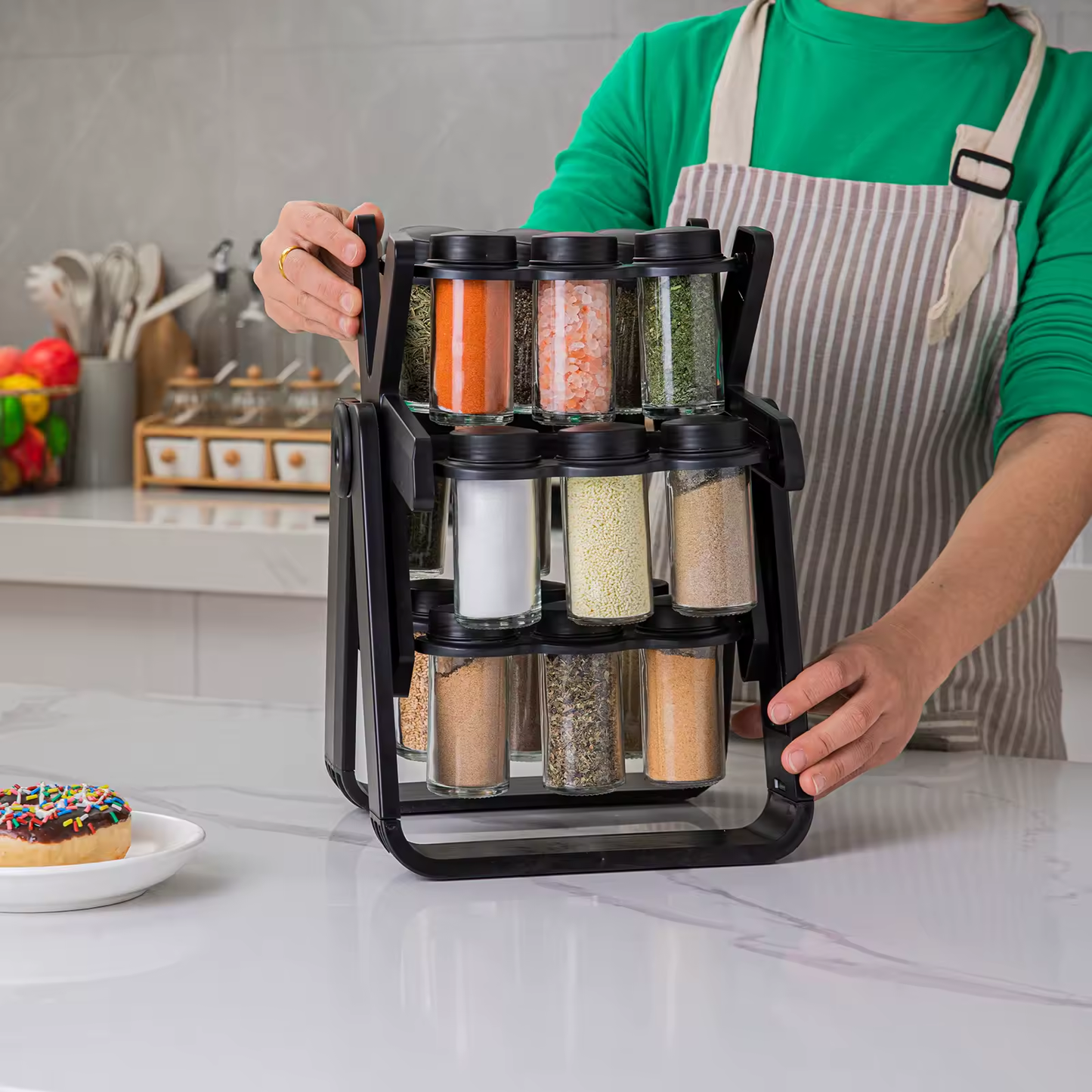 360° Rotating Spice Rack - Countertop Organizer - 18-Piece Spice Set