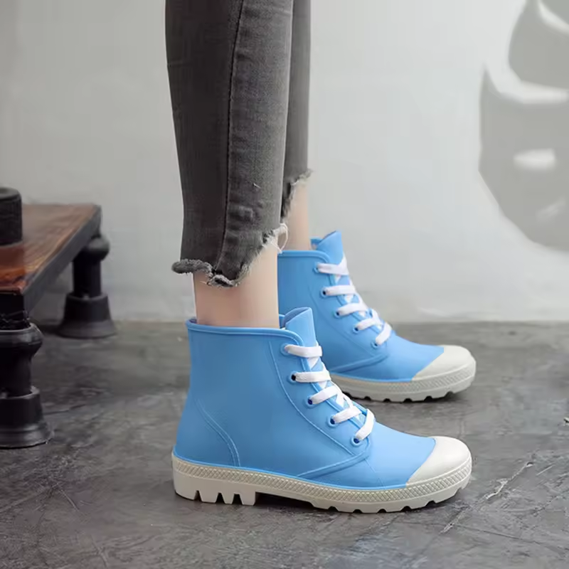 Women's Waterproof Non-Slip Lace-Up Rain Boots