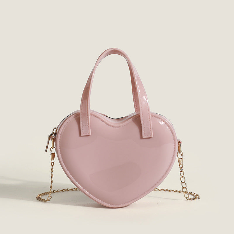 Women's Heart-Shaped Handbag - Hanging Chain Heart Shoulder Bag