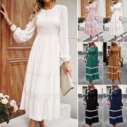 Fall Winter Chic Elegant Long Sleeve Long Dress