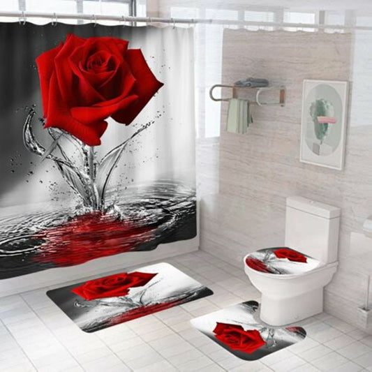 Valentine's Day Rose Patterned Shower Curtain