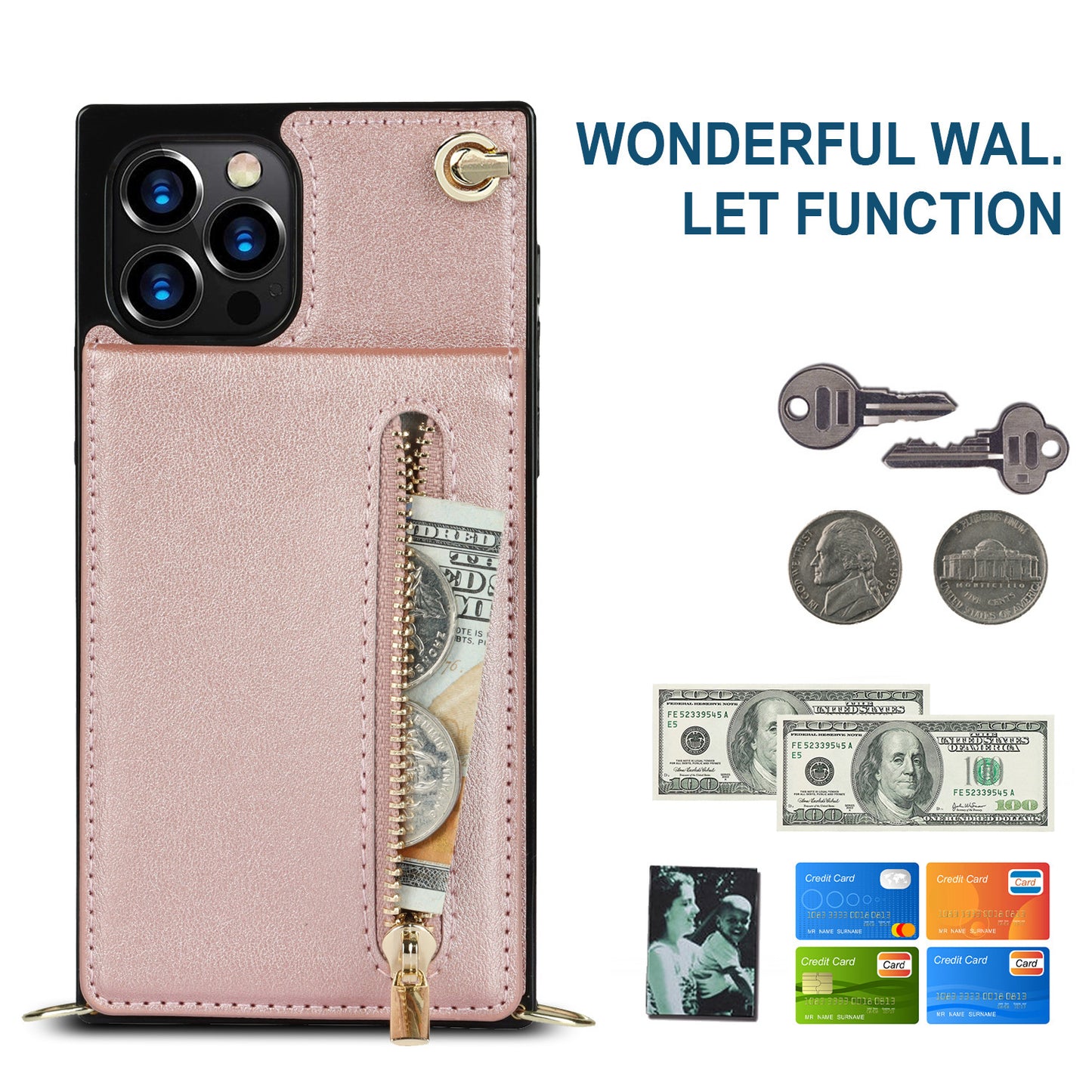 Wallet Case - Zipper Phone Case - Crossbody Phone Holder