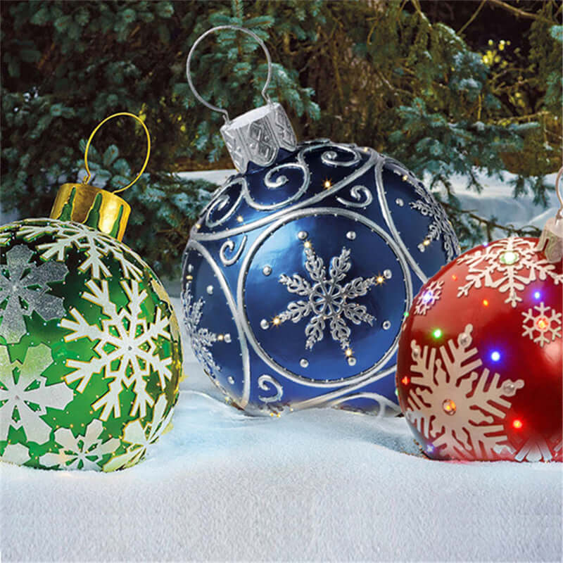 Christmas Ornament Ball - Outdoor PVC 60CM Inflatable Decorated Giant Ball for Xmas Tree Decorations