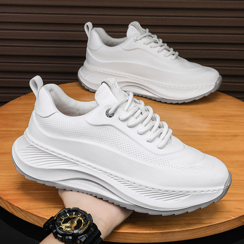 Men's Thick Sole Sneakers, Lace-Up Sneakers, Casual Breathable Shoes