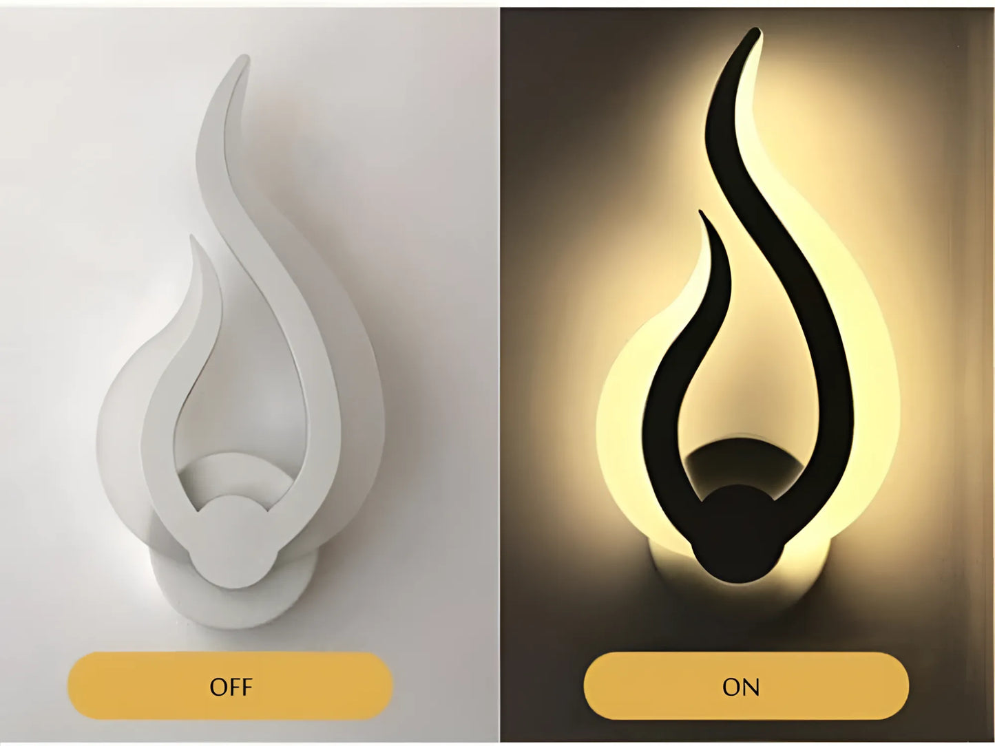 LED Acrylic Wall Lamp, Flame Shaped lamp Decor, Flame Shaped Wall Lamp