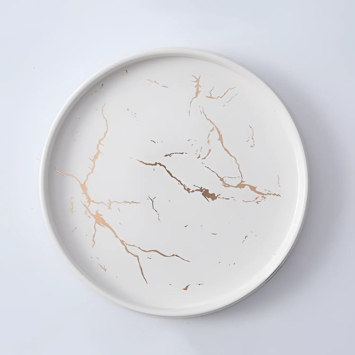 Glazed Porcelain Round Dinner Plate, Glazed Marble Ceramic Round Plate